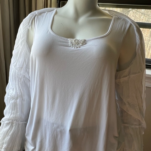 Studio 1940 ruffled blouse with tank with beading and sequin design - Picture 2 of 5